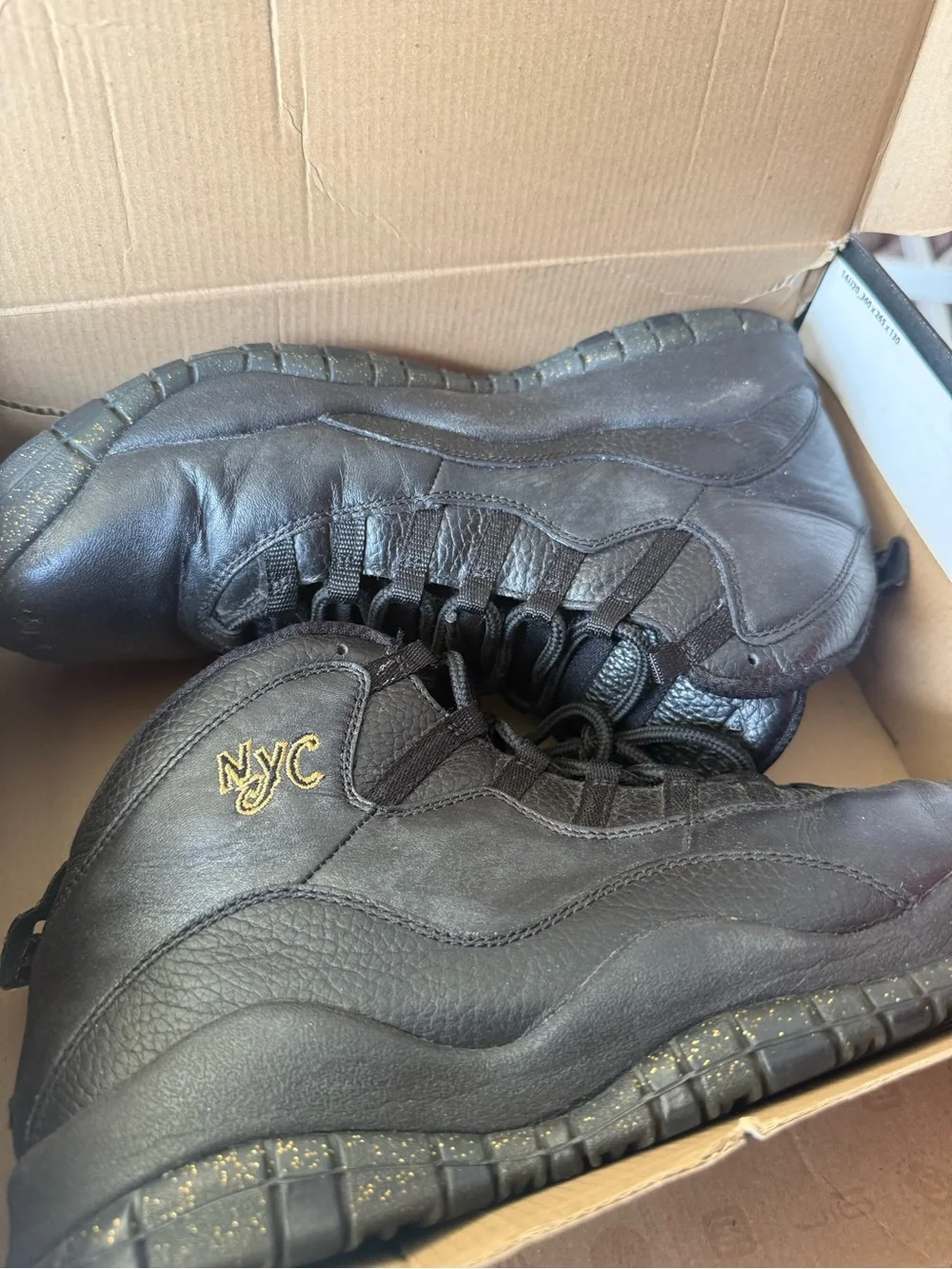 Jordan Men's Black Leather High-Top Boots with Gold NYC Stitching